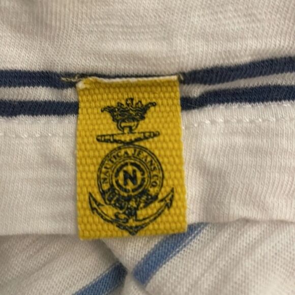 Nautica Jeans Co. White Striped Polo Shirt Men's Size XXL 2XL Crest Retro - Picture 10 of 10